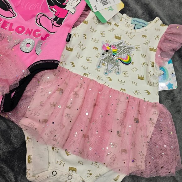 Disney Baby Girl Romper + Unicorn Tutu Bodysuit Bundle Size 6M NWT - Picture 2 of 9